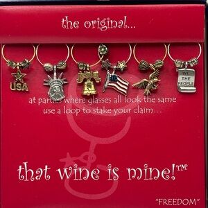 Wine Charms Patriotic USA Freedom Liberty Barware Drinkware American July 4th
